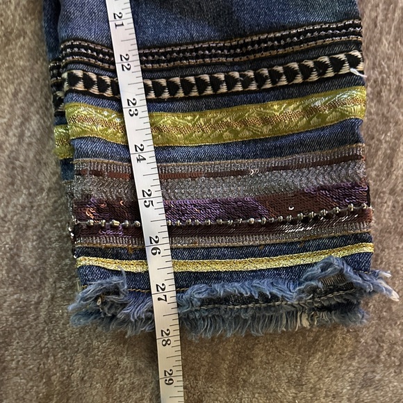 Pilcro and the Letterpress Blue Ankle Jeans with Multicolor Trim - Picture 3 of 6